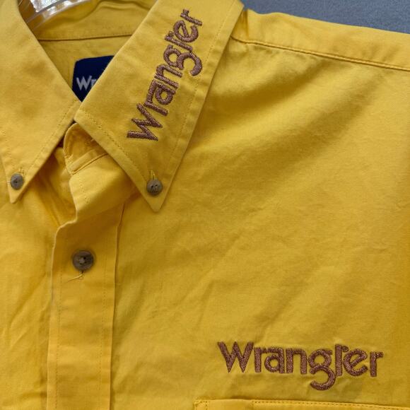 Wrangler Button Down Shirt Men's XL Yellow Rodeo Dress Shirt Copper Embroidery - Picture 4 of 8